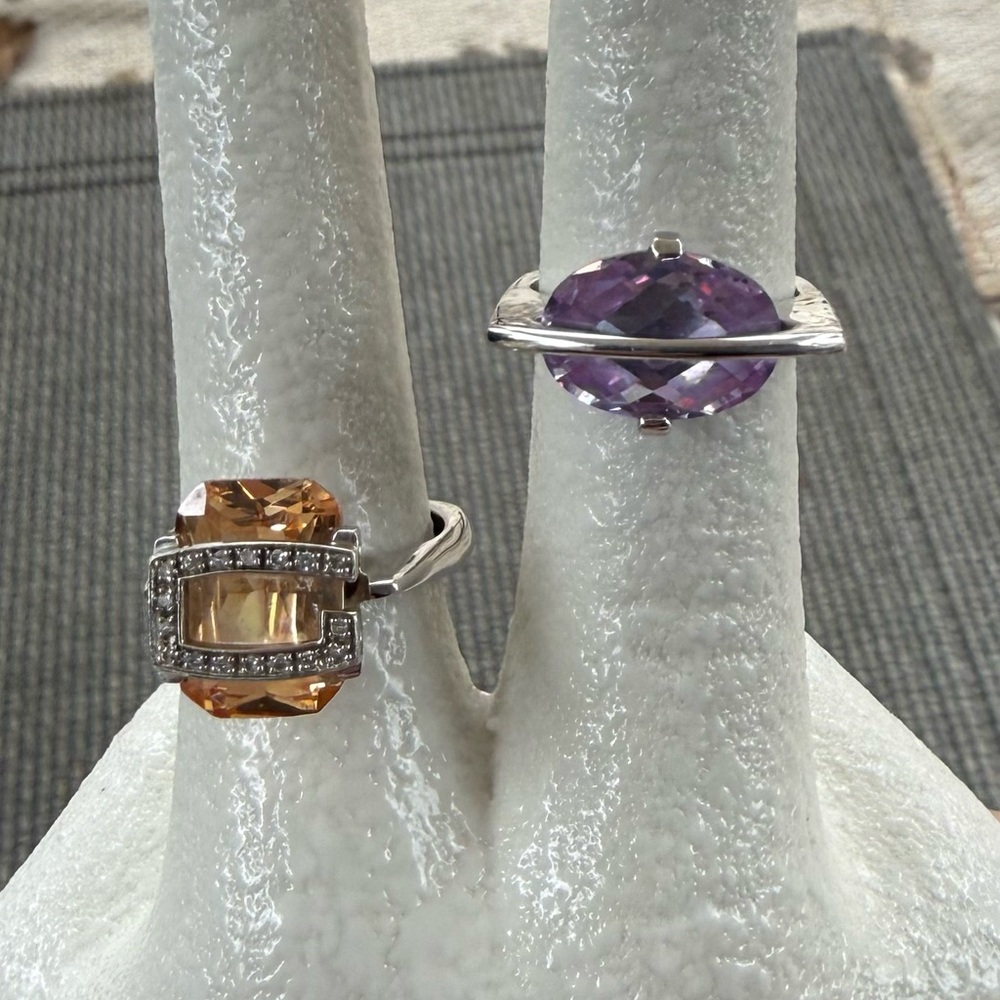 Elegant Silver and Purple Lab Created Amethyst Ring